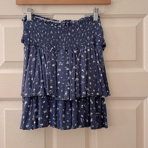 WHITEROOM + CACTUS Double Layered Mini Skirt Smocked Waist Tie Belt Medium SxSW - Picture 5 of 11